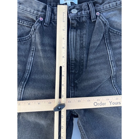 RE/DONE High Rise Loose Women's‎ Black Wash Denim Jeans Split Hem Size 26 NWT - Picture 10 of 12